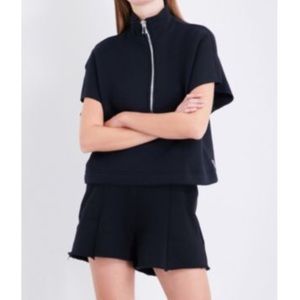 Good American Chunky Zipper Sweatshirt Black Top